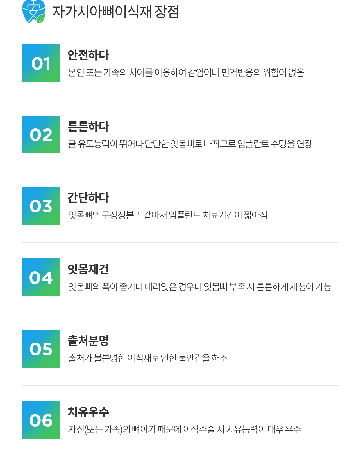 자가치아 뼈이식 절차 상세