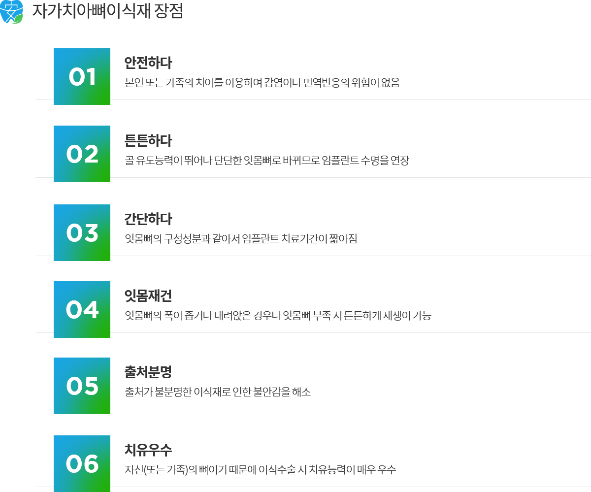 자가치아 뼈이식 절차 상세